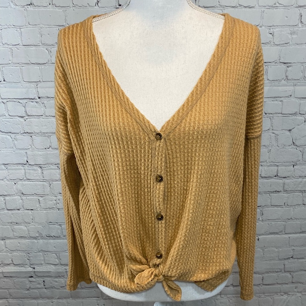 AMERICAN EAGLE Cropped Woven Top Tie Bottom-Small